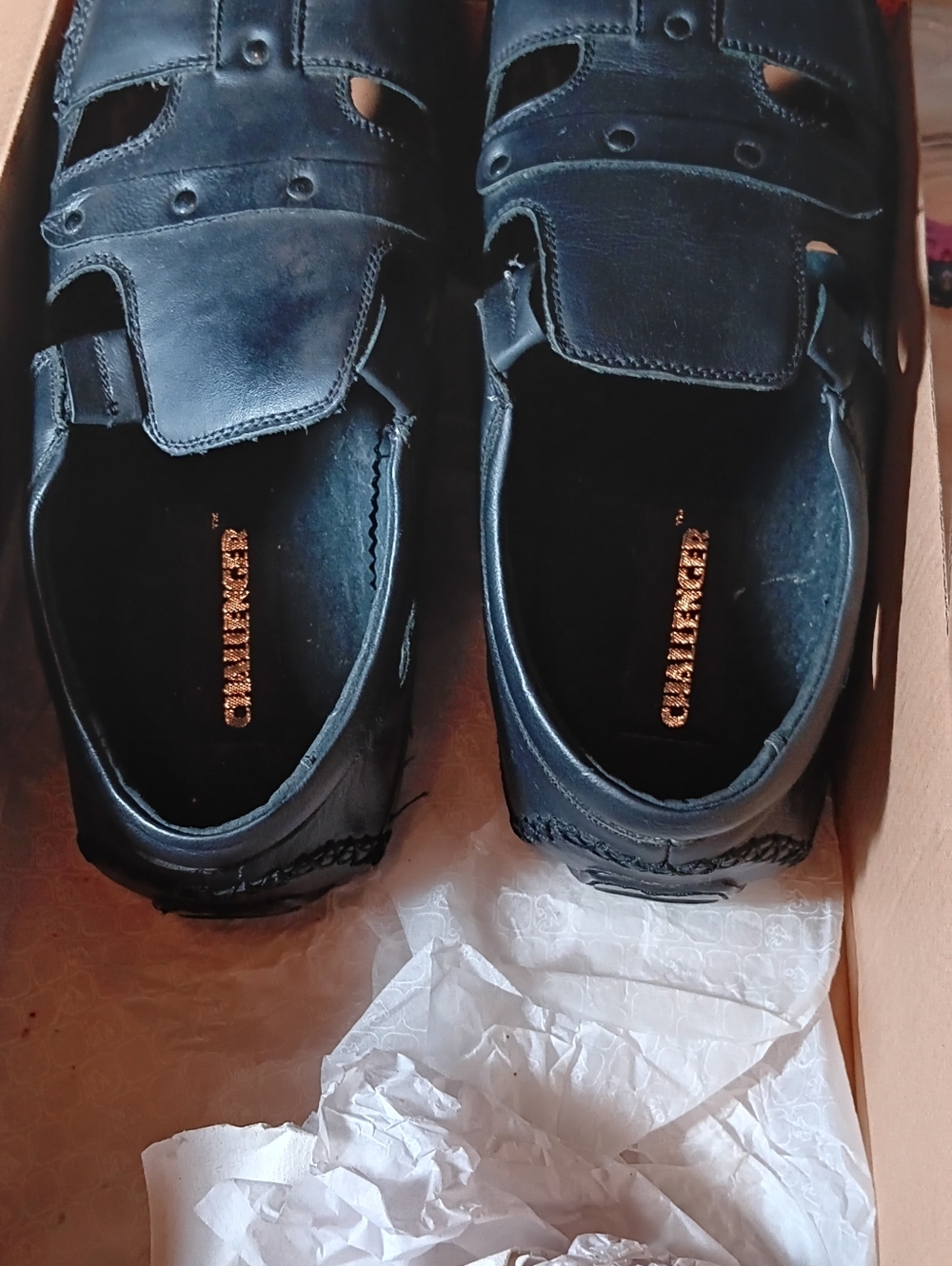 Black Men’s Leather Casual Sandal Inside Sole Peeling